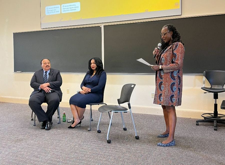 Dr. Blyden introducing Martin Luther King, III and King's wife, Arndrea Waters King