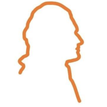 Logo for Jefferson Trust, outline image of Jefferson's profile in orange