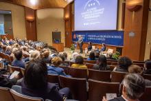 Picture of lecture hall during medal ceremony for endowed professors
