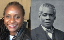 side by side image of Dr. Blyden and her ancestor, a famous pan-Afrikanist Edward Wilmot Blyden 